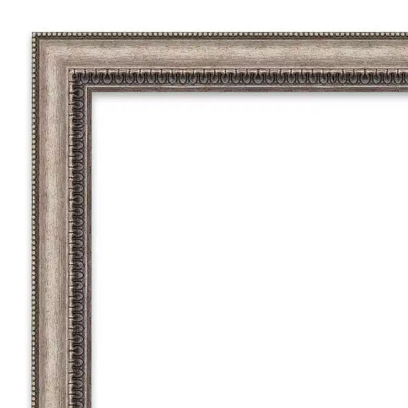 Miroir mural de salle de bain orné Lyla sans biseau 30 po x 30 po Argent - : Cadre carré moderne en polystyrène, fixation murale