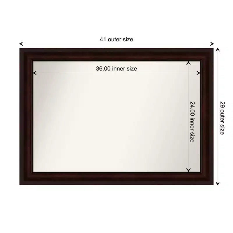 Miroir mural marron grain de café 41" x 29" non biseauté