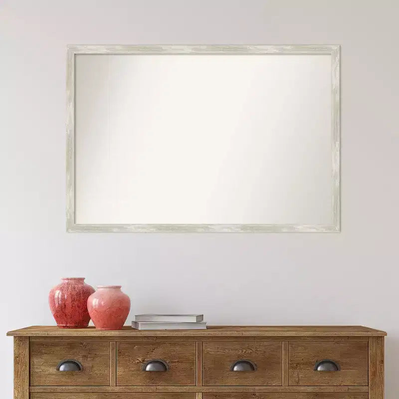 Miroir mural étroit non biseauté pour salle de bain, effet craquelé, 96,5 x 66 cm, argent métallisé - : cadre en polystyrène, quincaillerie de montage incluse