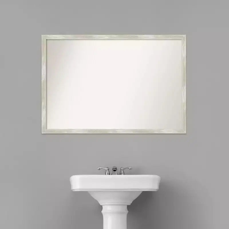 Miroir mural étroit non biseauté pour salle de bain, effet craquelé, 96,5 x 66 cm, argent métallisé - : cadre en polystyrène, quincaillerie de montage incluse