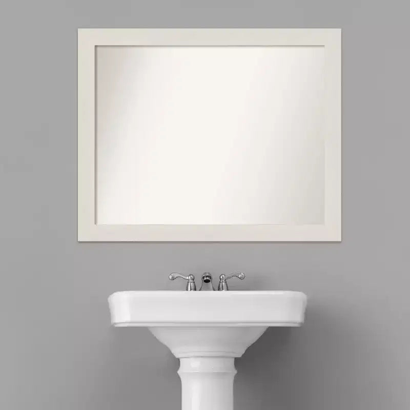 Miroir mural étroit rustique blanc 32" x 26" : à fixer au mur, cadre en polystyrène