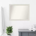 Miroir mural étroit rustique blanc 32" x 26" : à fixer au mur, cadre en polystyrène