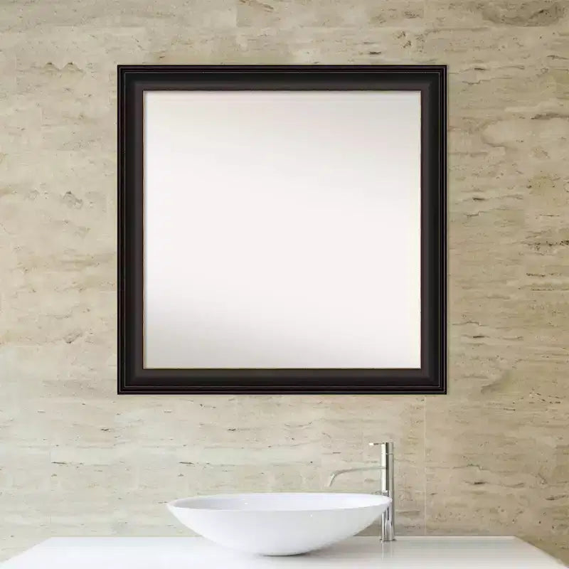 Miroir mural de salle de bain 31" x 31" trio bronze huilé non biseauté - : Moderne carré coiffeuse, cadre en polystyrène