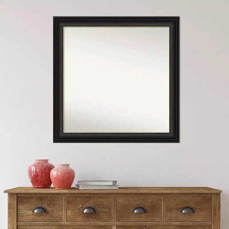 Miroir mural de salle de bain 31" x 31" trio bronze huilé non biseauté - : Moderne carré coiffeuse, cadre en polystyrène