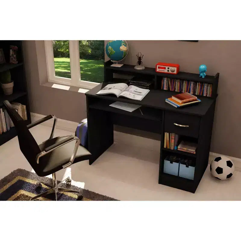 Bureau pour enfants avec tablette coulissante pour clavier Noir pur