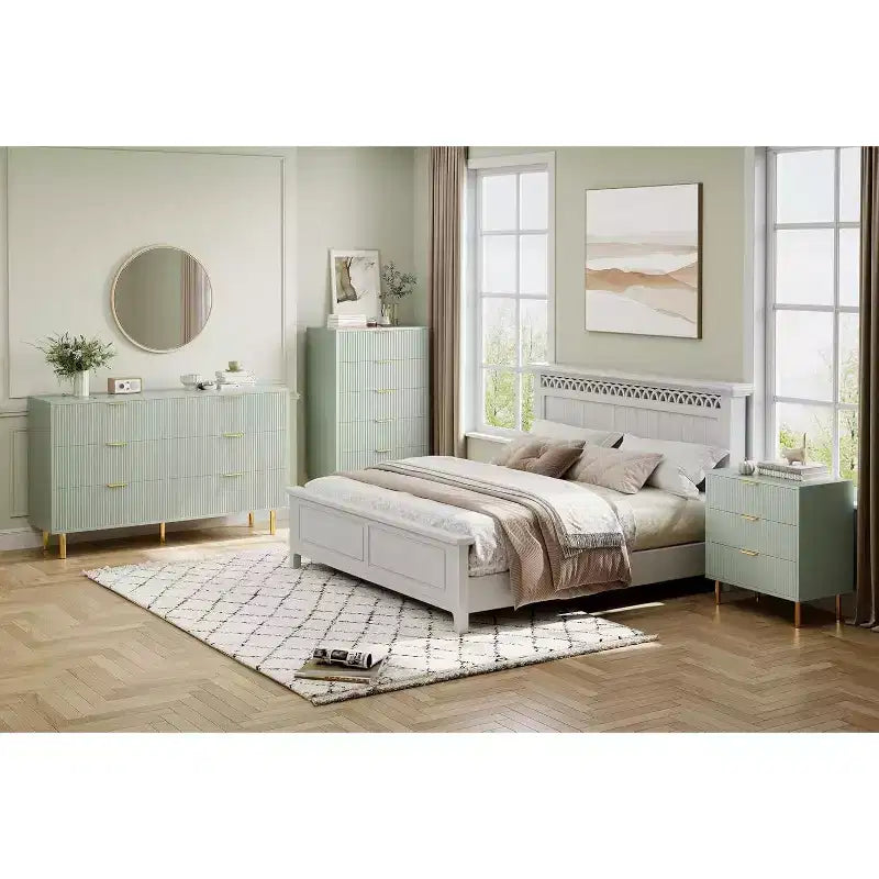 Commode, Commode moderne à 6 tiroirs pour chambre à coucher avec poignée dorée et grand tiroir, commode double en bois et organisateur de rangement pour salon