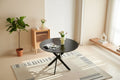 Table à manger ronde de 42,1 po pour 4 à 6 personnes, table de salle à manger moderne du milieu du siècle avec pieds croisés, table basse de loisirs pour cuisine salon