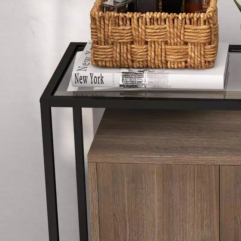 Buffet Rangement, Meuble de Rangement, Console d'Appoint à 2 Portes, Cadre en Acier, pour Chambre, Salon, Cuisine, Bureau