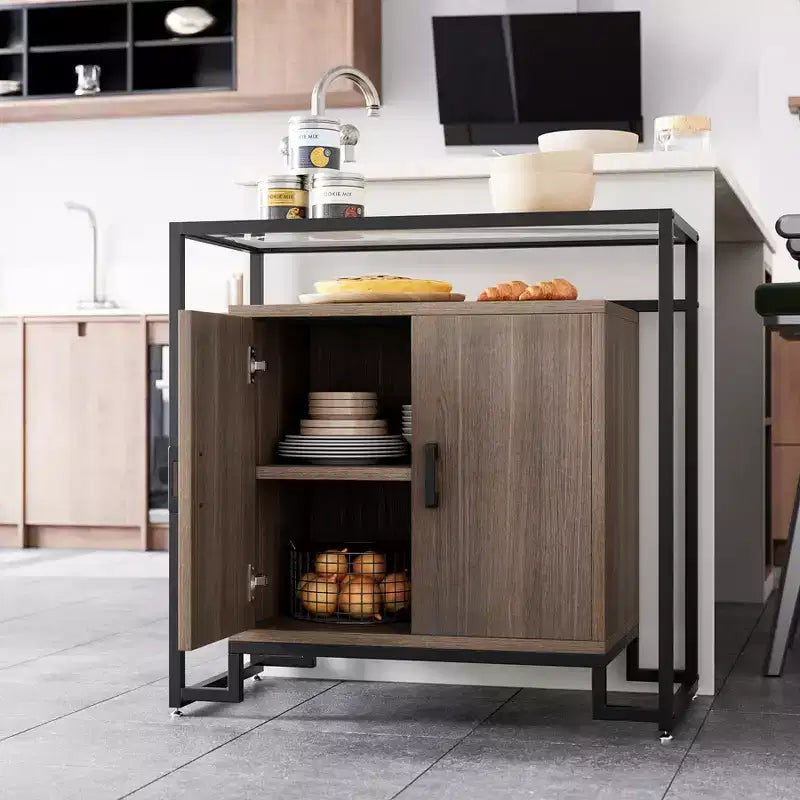 Buffet Rangement, Meuble de Rangement, Console d'Appoint à 2 Portes, Cadre en Acier, pour Chambre, Salon, Cuisine, Bureau