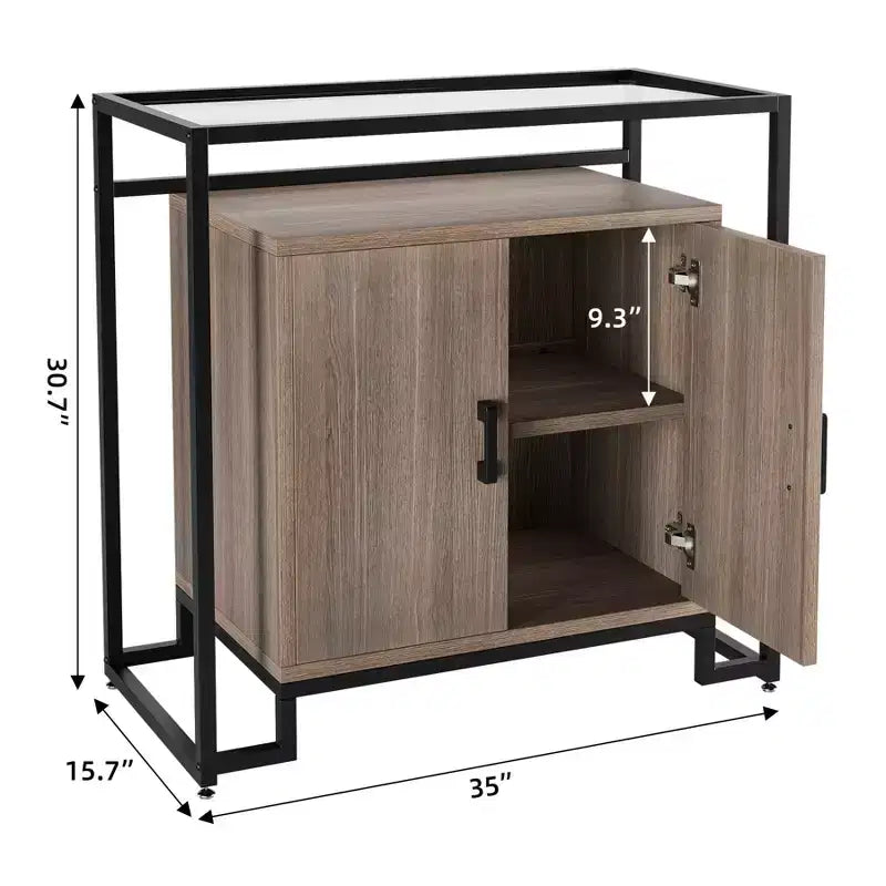 Buffet Rangement, Meuble de Rangement, Console d'Appoint à 2 Portes, Cadre en Acier, pour Chambre, Salon, Cuisine, Bureau