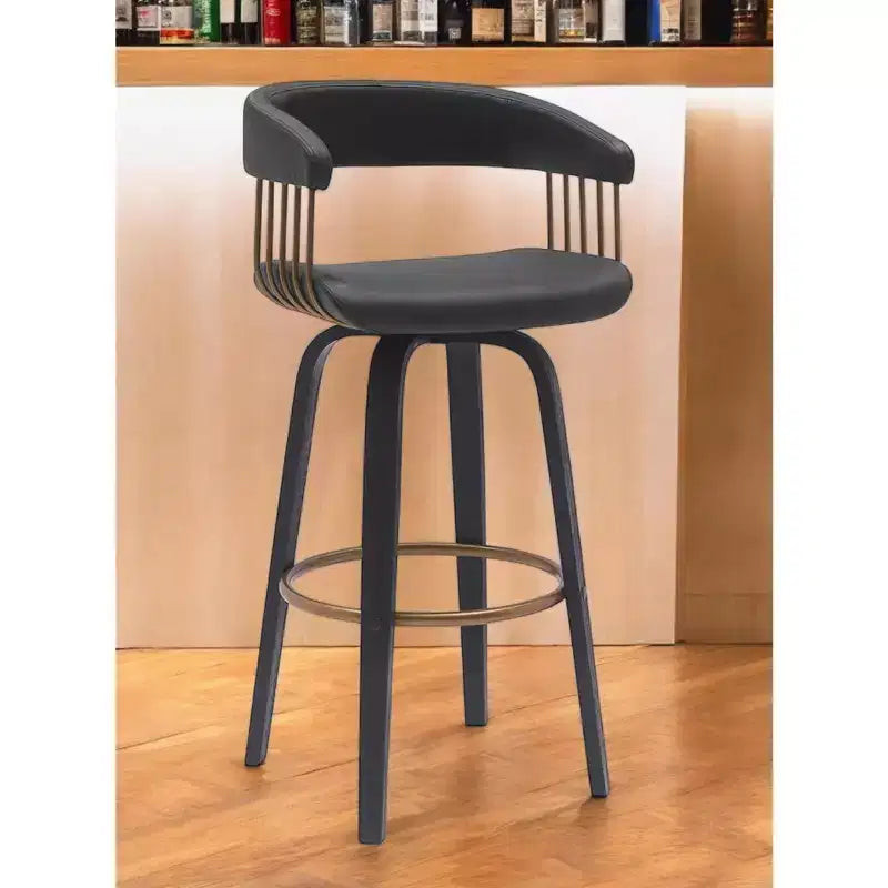 31 Chaise de bar pivotante noire en similicuir à hauteur de comptoir