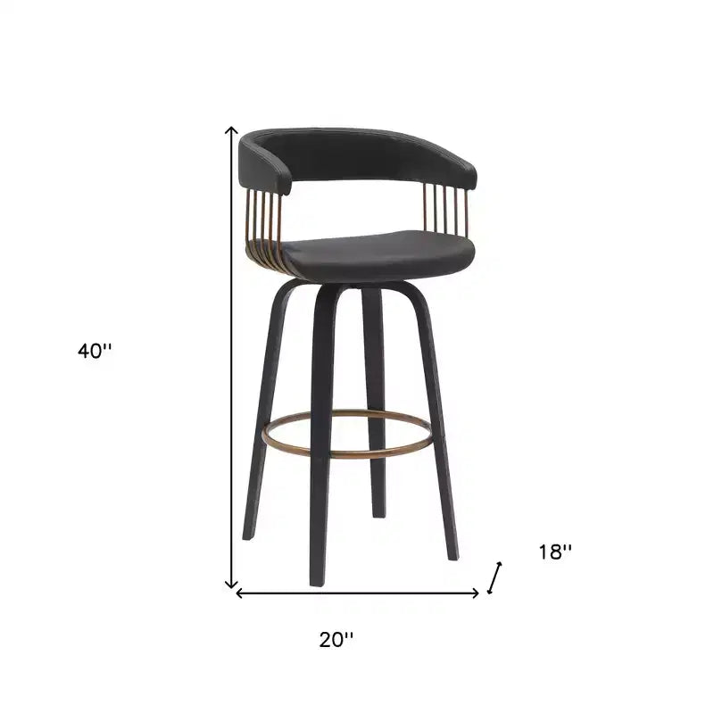 31 Chaise de bar pivotante noire en similicuir à hauteur de comptoir