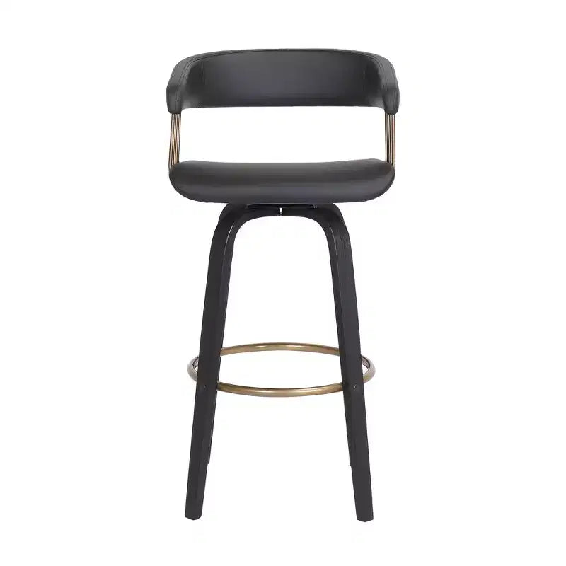 31 Chaise de bar pivotante noire en similicuir à hauteur de comptoir
