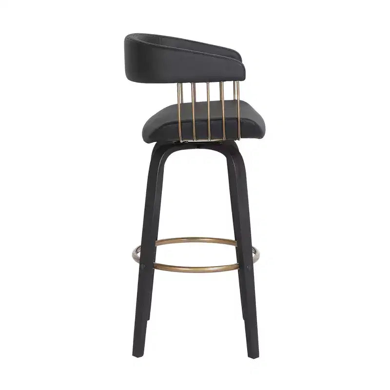 31 Chaise de bar pivotante noire en similicuir à hauteur de comptoir