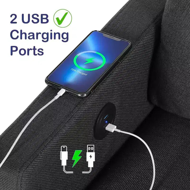 Canapé 3 places de 72 po avec ports USB, canapé gris moderne du milieu du siècle pour salon, chambre et appartement – Confortable et peu encombrant