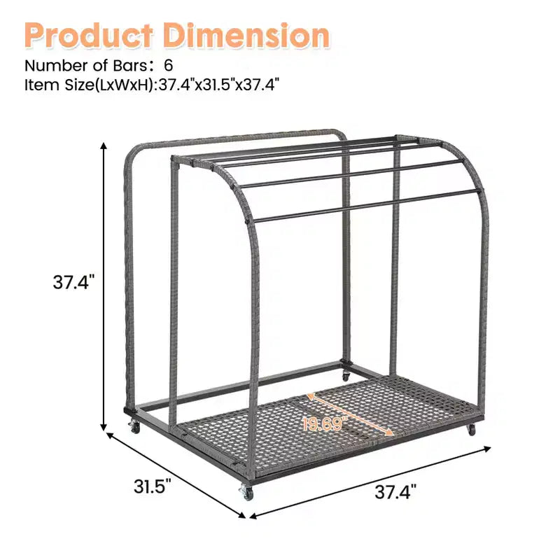 Porte-serviettes de piscine extérieur, porte-serviettes autoportant, porte-serviettes de piscine à 5 barres avec base en rotin, porte-serviettes d'extérieur en rotin tressé, organiseur de rangement