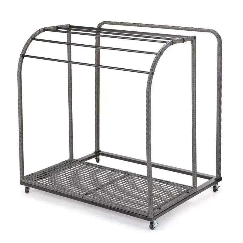 Porte-serviettes de piscine extérieur, porte-serviettes autoportant, porte-serviettes de piscine à 5 barres avec base en rotin, porte-serviettes d'extérieur en rotin tressé, organiseur de rangement