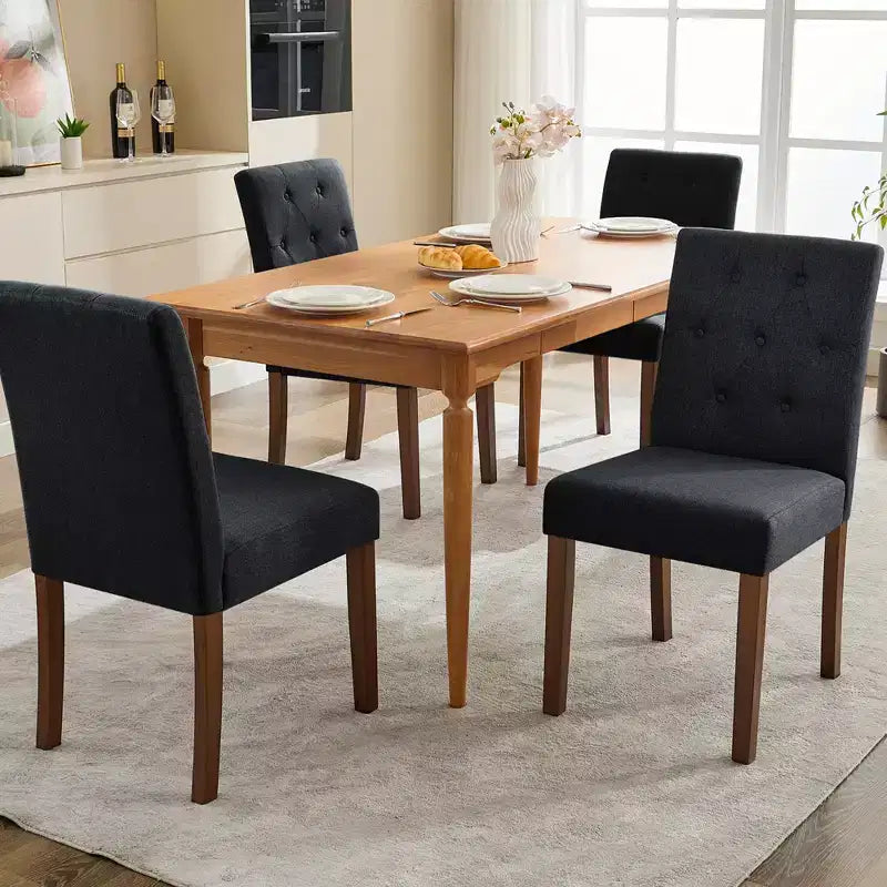 Lot de 4 chaises de salle à manger CY-Latch en bois avec construction en bois durable, assise confortable, design élégant, montage facile et utilisation polyvalente