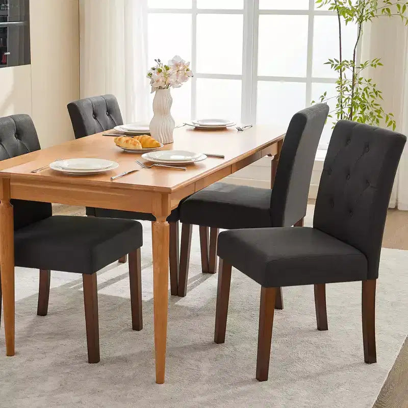 Lot de 4 chaises de salle à manger CY-Latch en bois avec construction en bois durable, assise confortable, design élégant, montage facile et utilisation polyvalente