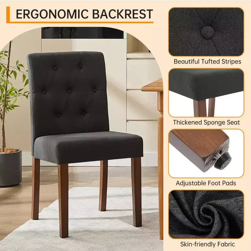 Lot de 4 chaises de salle à manger CY-Latch en bois avec construction en bois durable, assise confortable, design élégant, montage facile et utilisation polyvalente