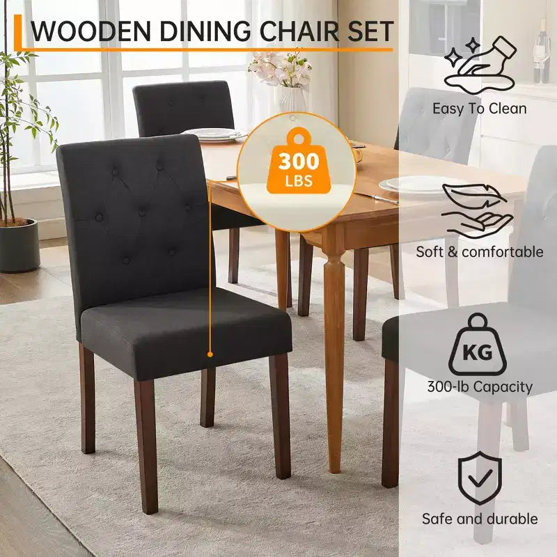Lot de 4 chaises de salle à manger CY-Latch en bois avec construction en bois durable, assise confortable, design élégant, montage facile et utilisation polyvalente