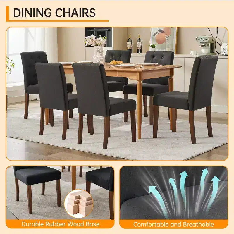 Lot de 4 chaises de salle à manger CY-Latch en bois avec construction en bois durable, assise confortable, design élégant, montage facile et utilisation polyvalente