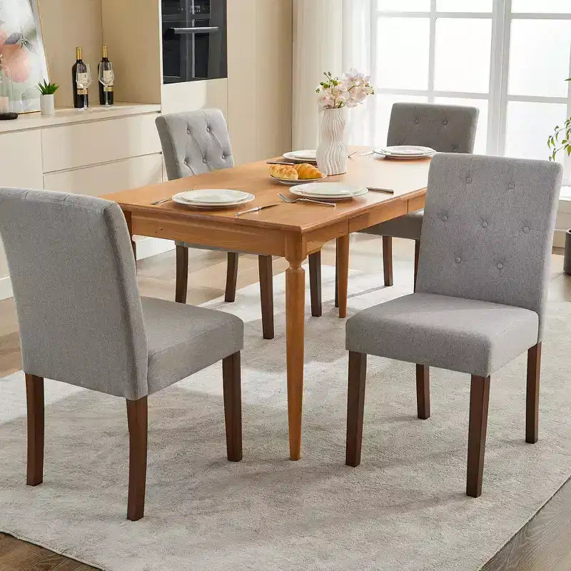 Lot de 4 chaises de salle à manger CY-Latch en bois avec construction en bois durable, assise confortable, design élégant, montage facile et utilisation polyvalente