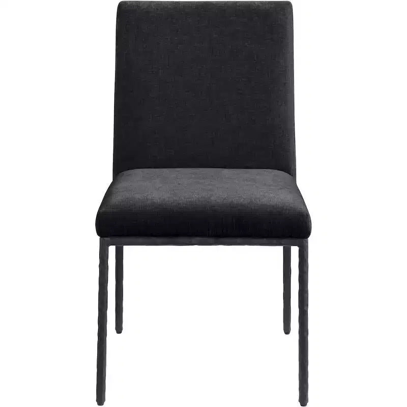 Chaise de salle à manger latérale rembourrée en tissu chenille noir, lot de 2