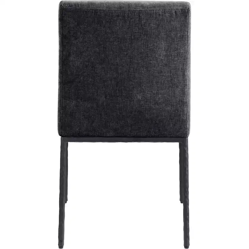 Chaise de salle à manger latérale rembourrée en tissu chenille noir, lot de 2