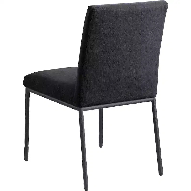 Chaise de salle à manger latérale rembourrée en tissu chenille noir, lot de 2