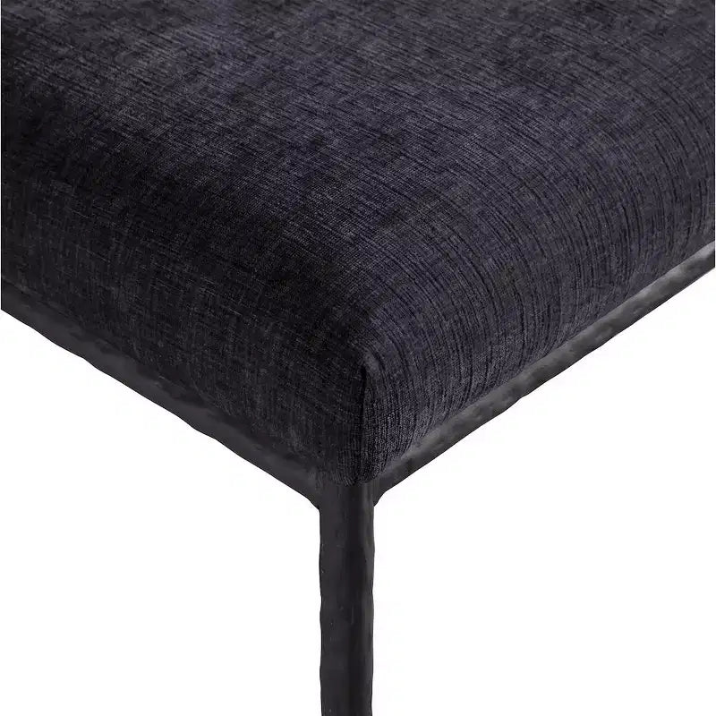 Chaise de salle à manger latérale rembourrée en tissu chenille noir, lot de 2
