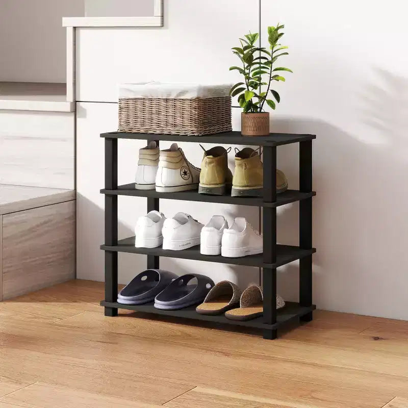Étagère à chaussures 4 niveaux pour 12 paires, aucun outil requis