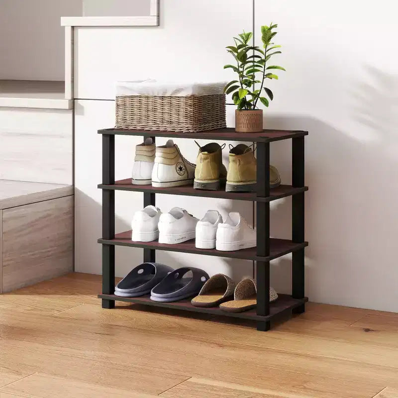 Étagère à chaussures 4 niveaux pour 12 paires, aucun outil requis