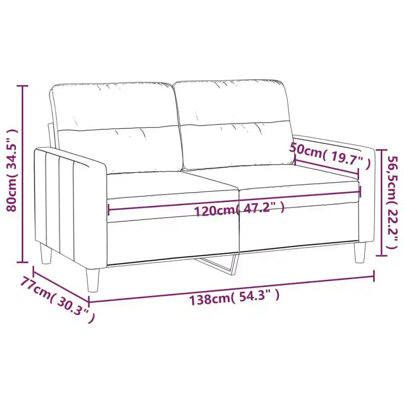Canapé 2 places Tissu gris foncé (100 % polyester), métal, contreplaqué