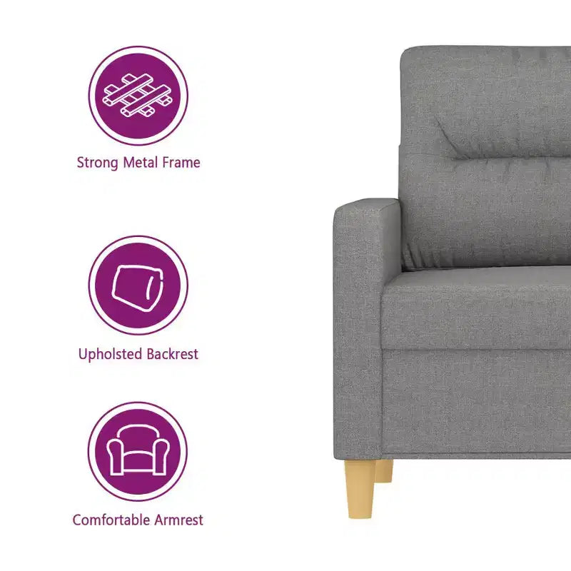 Canapé 2 places Tissu gris foncé (100 % polyester), métal, contreplaqué