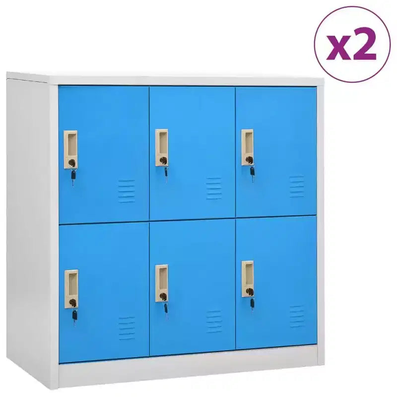 Armoires de rangement durables - Design moderne, en acier gris et bleu - Idéales pour les écoles, les bureaux - 35,4x17,7x36,4