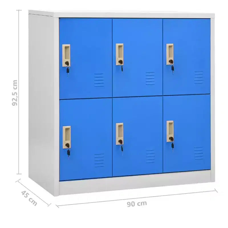 Armoires de rangement durables - Design moderne, en acier gris et bleu - Idéales pour les écoles, les bureaux - 35,4x17,7x36,4