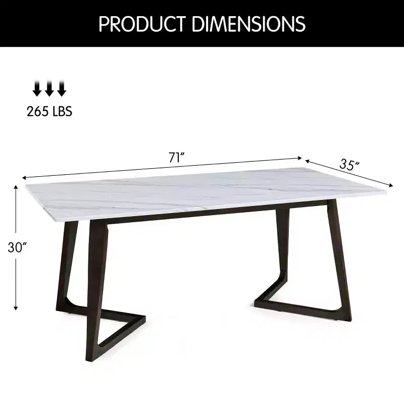 Table de salle à manger avec plateau en similicuir marbre massif
