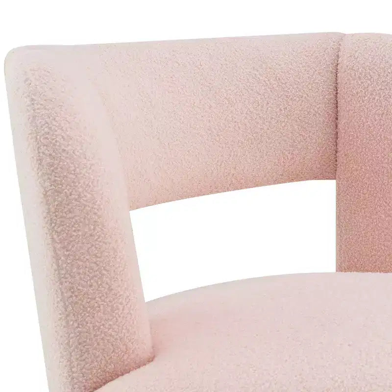 Fauteuil pivotant rond et rembourré en tissu bouclette, design incurvé, fauteuil d'appoint douillet pour salon, chambre à coucher