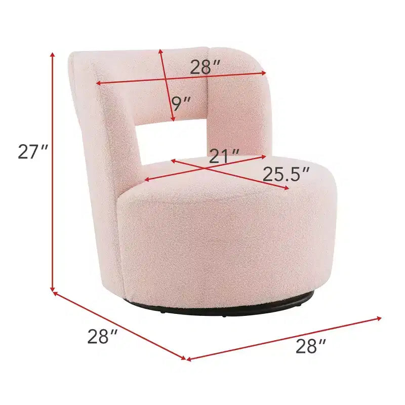 Fauteuil pivotant rond et rembourré en tissu bouclette, design incurvé, fauteuil d'appoint douillet pour salon, chambre à coucher