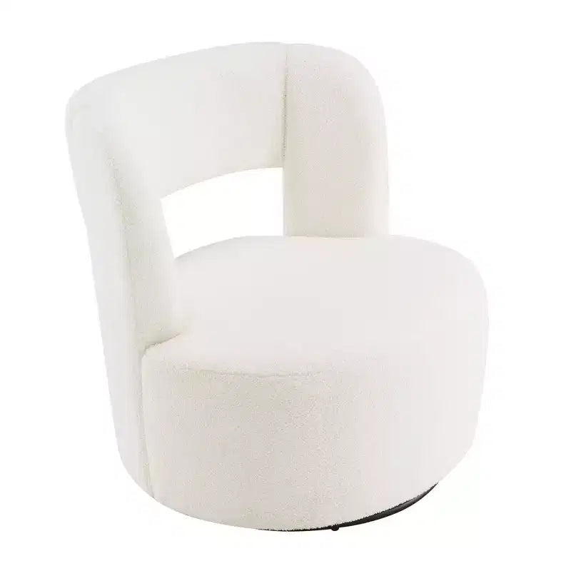 Fauteuil pivotant rond et rembourré en tissu bouclette, design incurvé, fauteuil d'appoint douillet pour salon, chambre à coucher