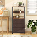 Commode 3 tiroirs avec étagères ouvertes, unité de rangement verticale en tissu, cadre métallique