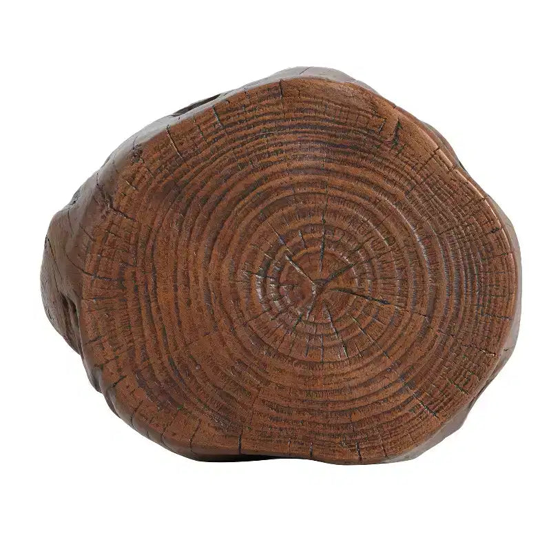 Table d'appoint de patio ronde rustique en béton léger, imitation souche d'arbre