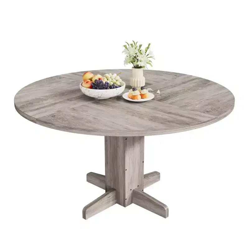 Table à manger ronde 47'' pour 4-6 personnes, table de cuisine circulaire de style ferme avec piètement central en croix - Cuisine, salle à manger, appartement