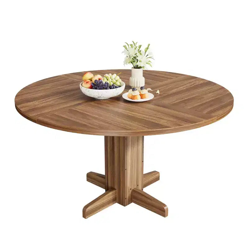 Table à manger ronde 47'' pour 4-6 personnes, table de cuisine circulaire de style ferme avec piètement central en croix - Cuisine, salle à manger, appartement