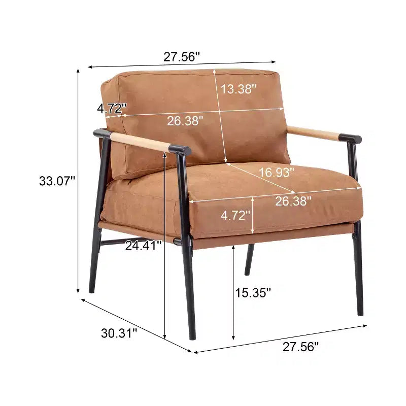 Fauteuil d'appoint moderne 27,56, coussins moelleux, structure en métal, salon bureau, multicolore