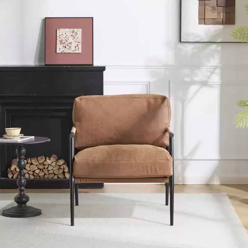 Fauteuil d'appoint moderne 27,56, coussins moelleux, structure en métal, salon bureau, multicolore