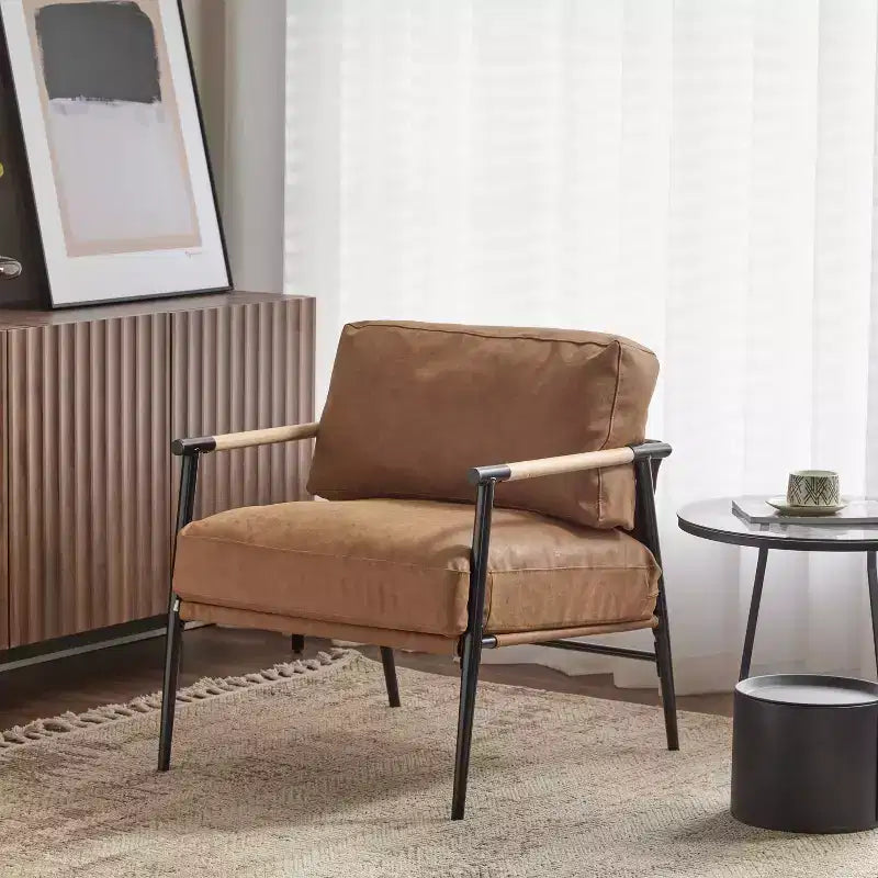 Fauteuil d'appoint moderne 27,56, coussins moelleux, structure en métal, salon bureau, multicolore