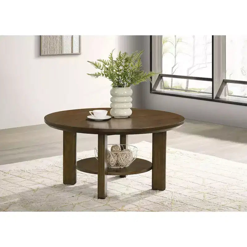 Table basse de salon ronde en bois de 91 cm