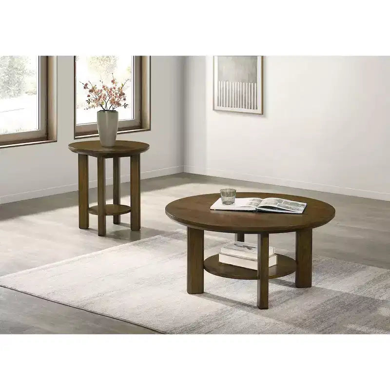 Table basse de salon ronde en bois de 91 cm